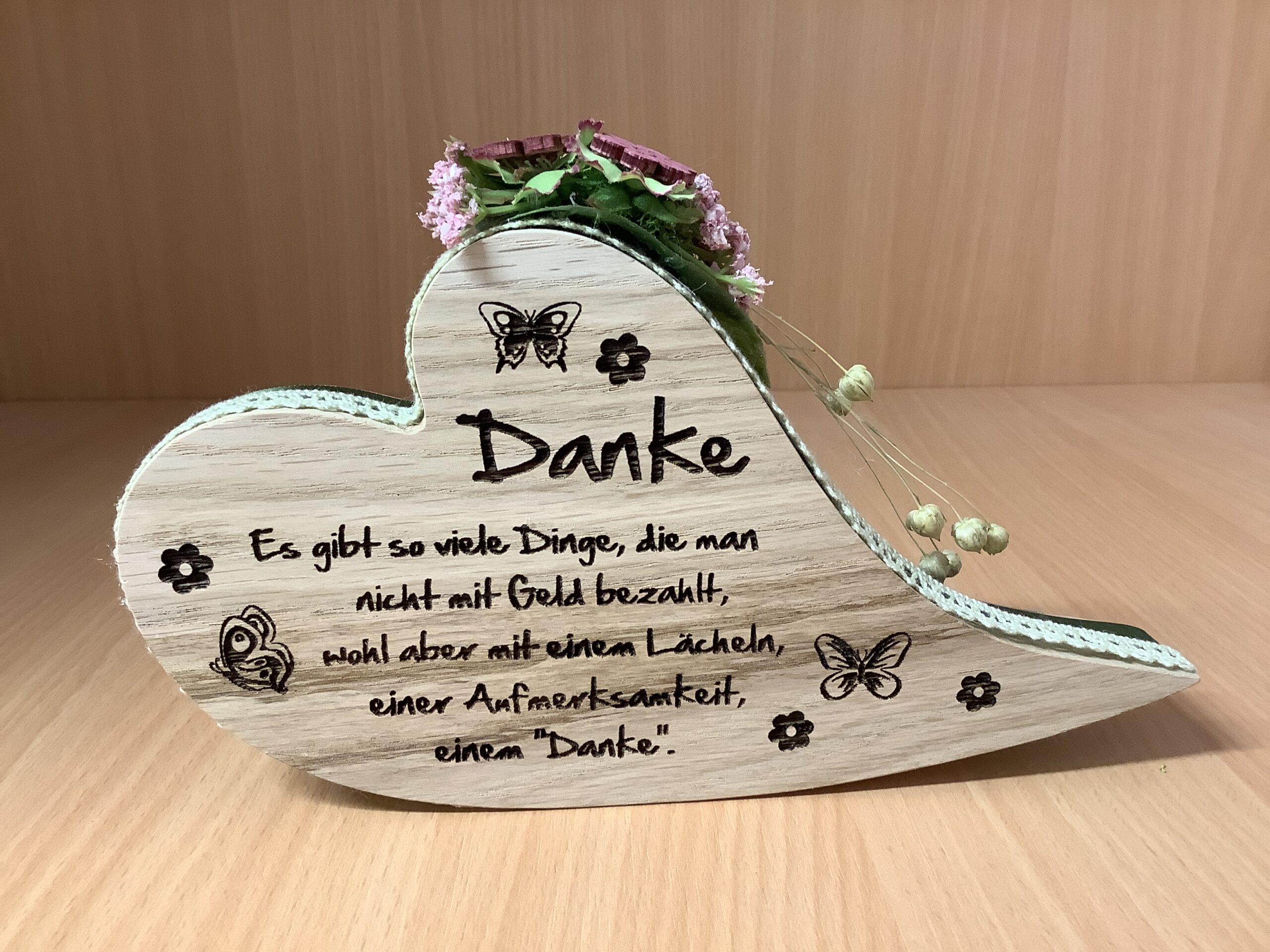 Deko Holzherz „Danke“ klein