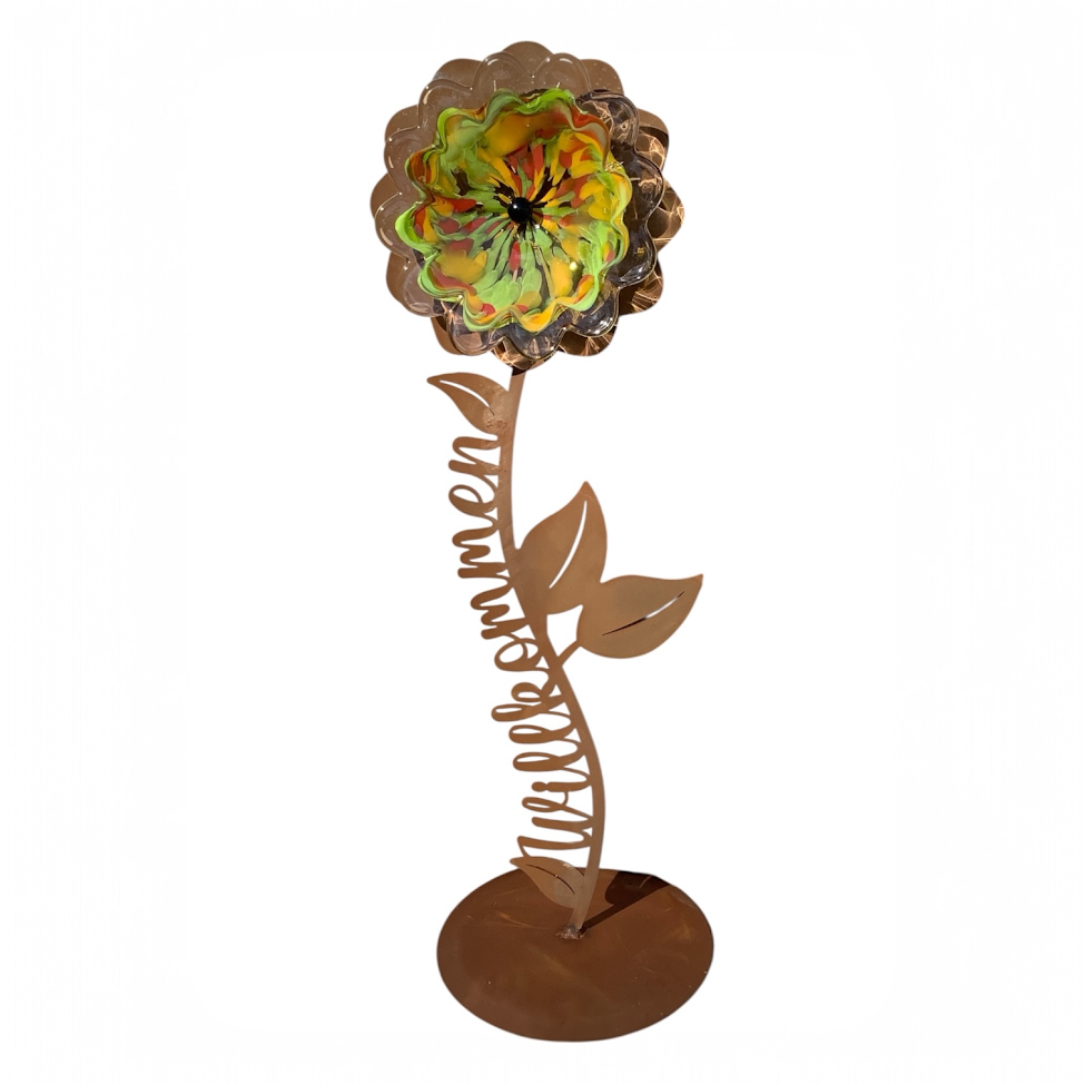 Glas Gartenblume Willkommen – Bild 2